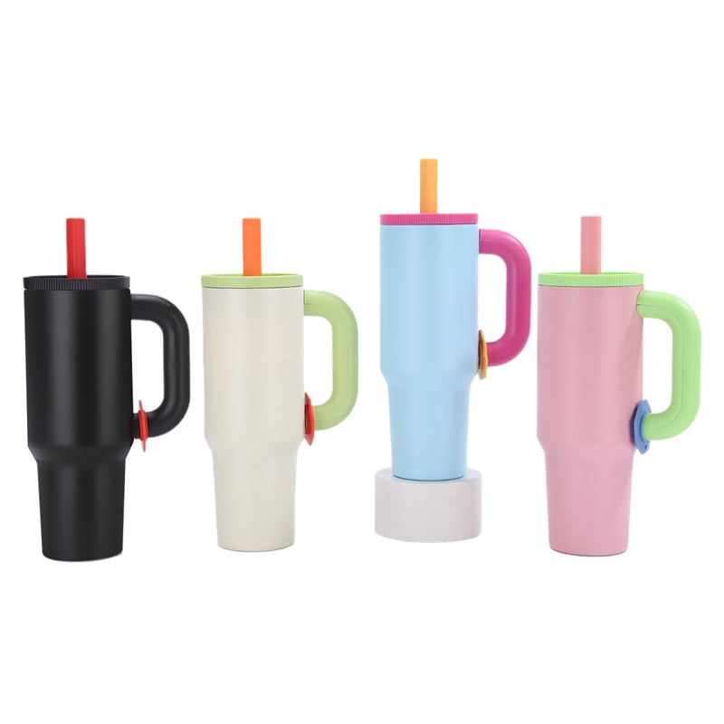 stainless steel mug with straw